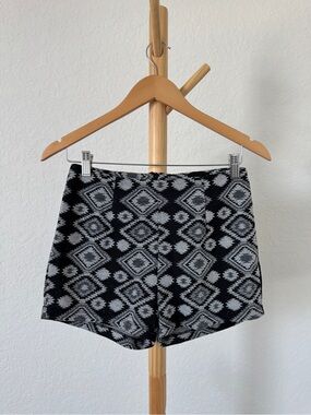 Kirra Black & Gray Geometric High-Waist Shorts